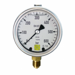 Pressure gauges, with glycerin filling and screw plug